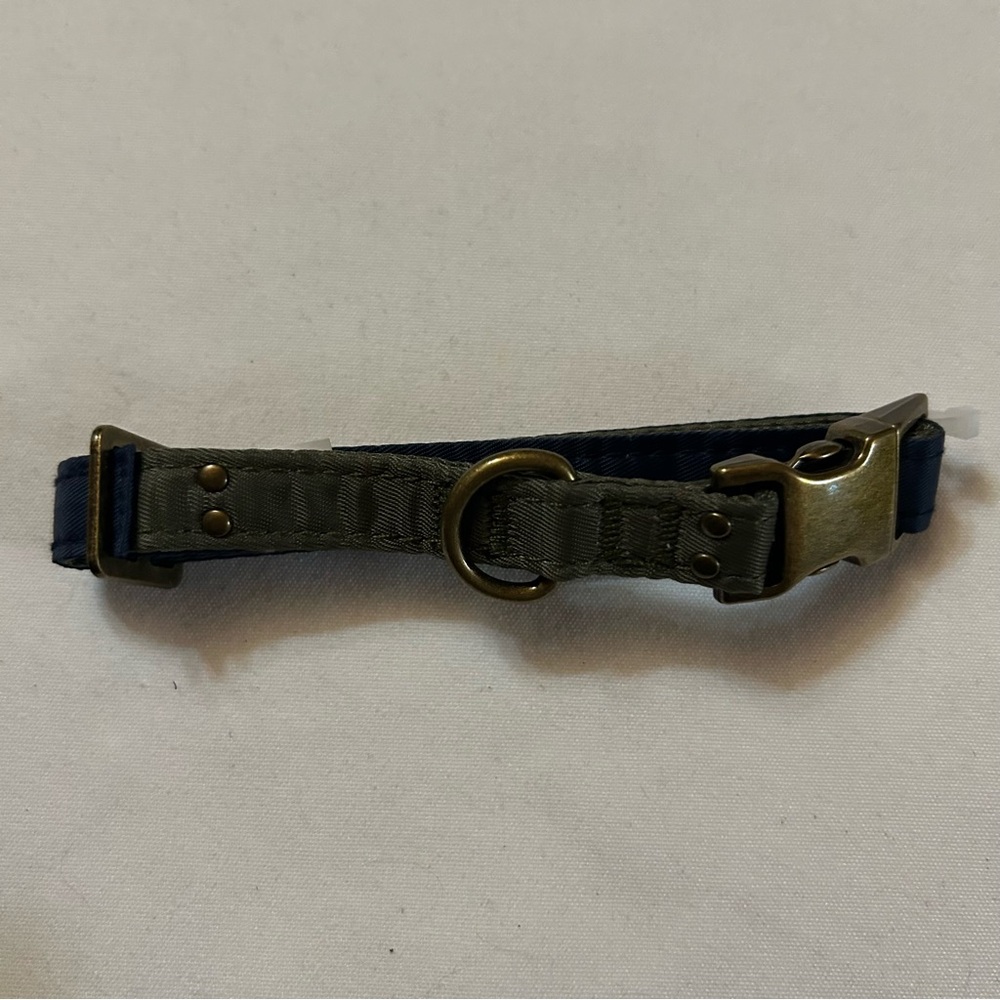 Small Navy and Green Dog Collar